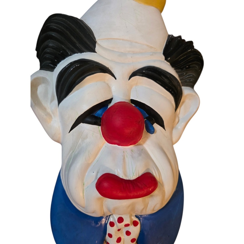 Vintage Holland Mold Chalkware Sad Clown Face Wall Art 16" 1966 - READ